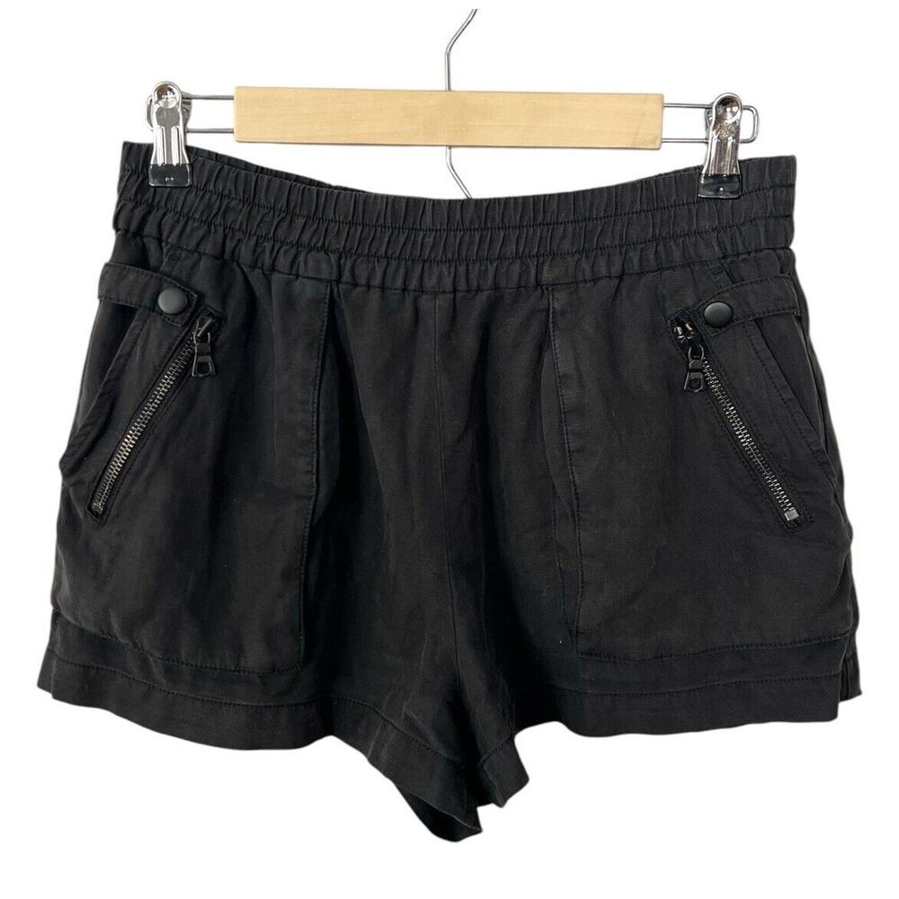 Alice + Olivia Black Elastic Waist Utility Shorts